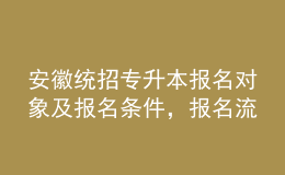 安徽統(tǒng)招專升本報(bào)名對象及報(bào)名條件，報(bào)名流程是什么？ 
