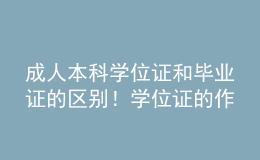 成人本科學(xué)位證和畢業(yè)證的區(qū)別！學(xué)位證的作用！ 