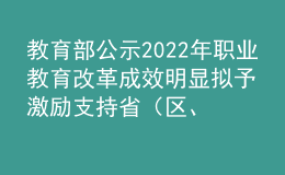 教育部公示2022年職業(yè)教育改革成效明顯擬予激勵支持省（區(qū)、市）名單