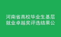 河南省高校畢業(yè)生基層就業(yè)卓越獎評選結果公示！這些師生入選