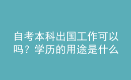 自考本科出國工作可以嗎？學歷的用途是什么 