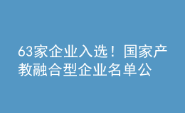 63家企業(yè)入選！國家產(chǎn)教融合型企業(yè)名單公示