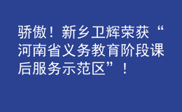 驕傲！新鄉(xiāng)衛(wèi)輝榮獲“河南省義務(wù)教育階段課后服務(wù)示范區(qū)”！