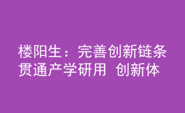 樓陽(yáng)生：完善創(chuàng)新鏈條貫通產(chǎn)學(xué)研用 創(chuàng)新體制機(jī)制激發(fā)創(chuàng)造活力