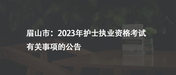 眉山市：2023年護士執(zhí)業(yè)資格考試有關事項的公告